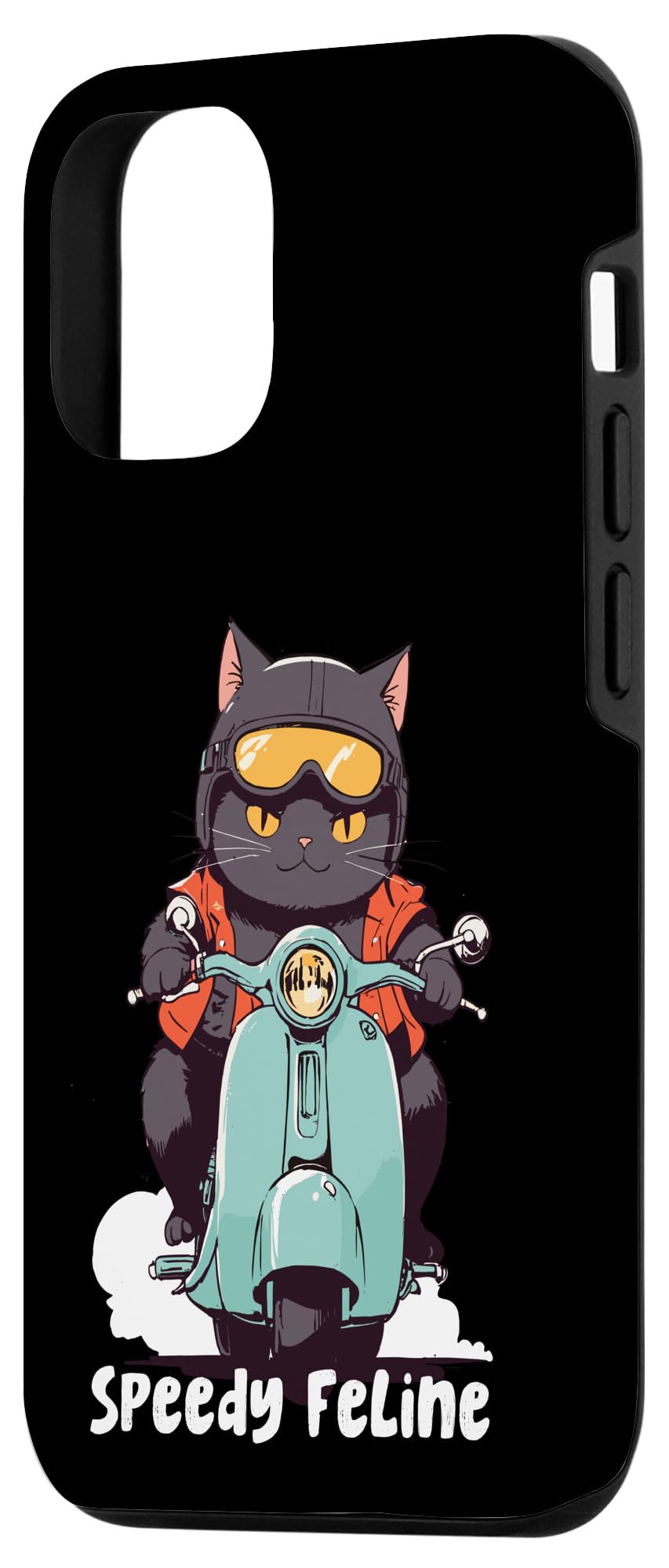 Amazon.co.jp: iPhone 13 Pro 猫 ネコ 黒猫 イラスト 原付